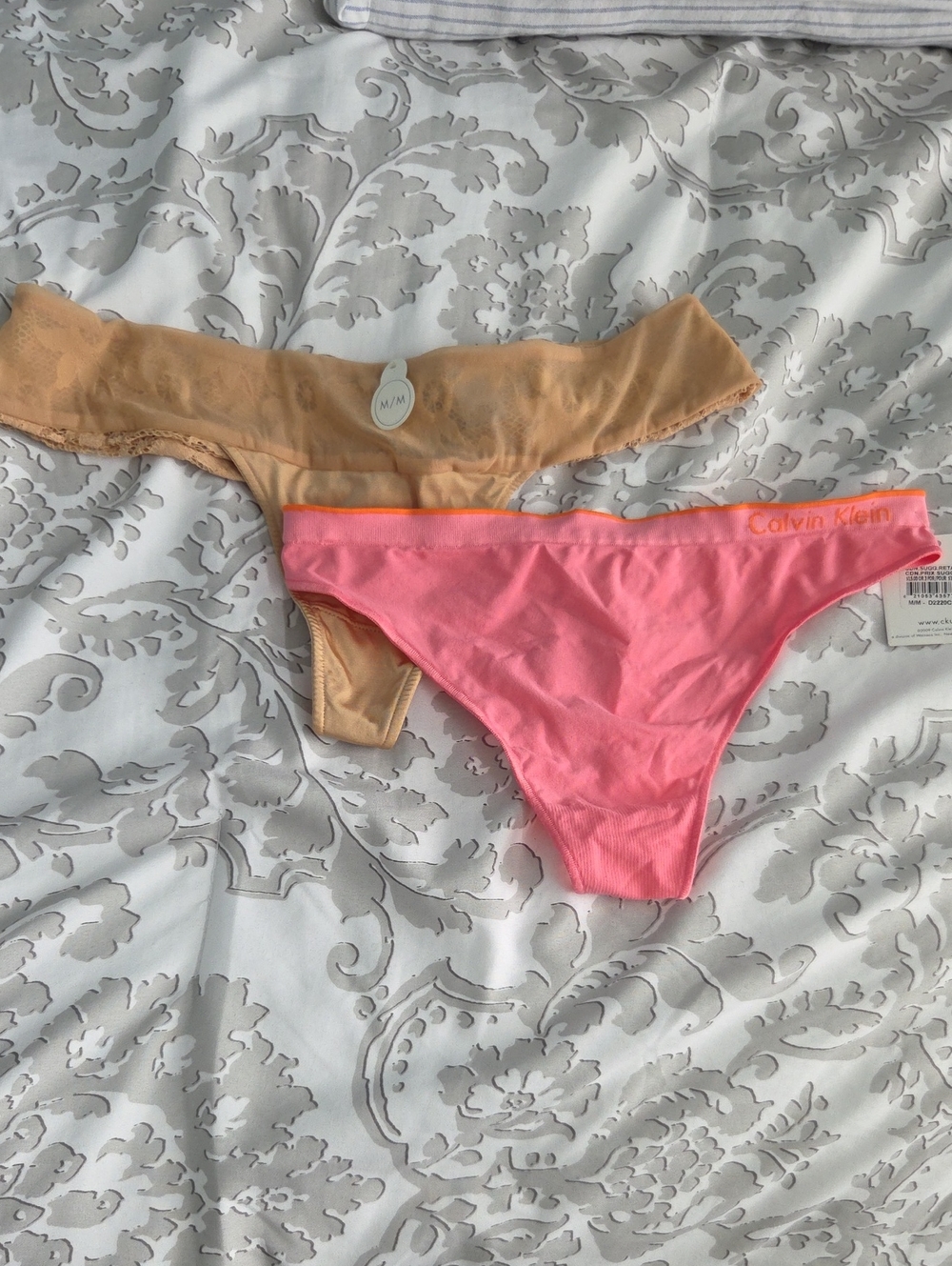 Calvin Klein Pink Thong And La Senza Nude Thong